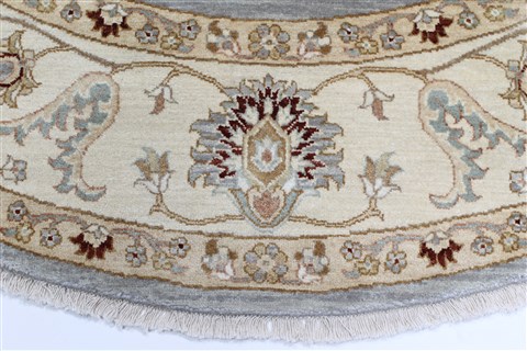 Chobi Blue Round Hand Knotted 80 X 81 Area Rug 250-26473 Image 4