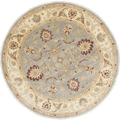 Chobi Blue Round Hand Knotted 8'0" X 8'1"  Area Rug 250-26473