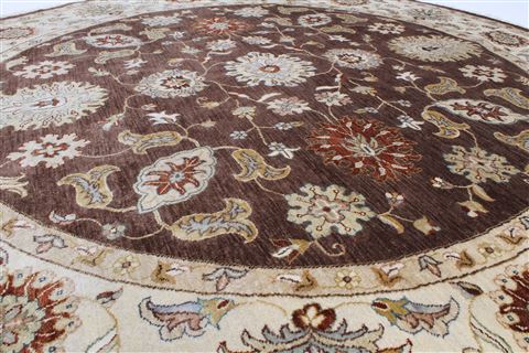 Chobi Brown Round Hand Knotted 80 X 80 Area Rug 250-26486 Image 3
