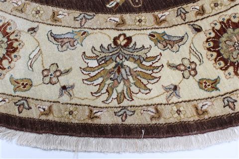 Chobi Brown Round Hand Knotted 80 X 80 Area Rug 250-26486 Image 4