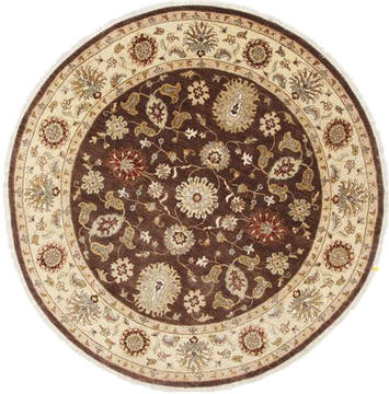 Pakistani Chobi Brown Round 7 to 8 ft Wool Carpet 26486