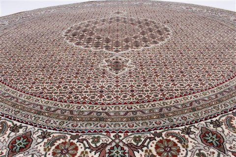 Mahi Beige Round Hand Knotted 82 X 82 Area Rug 250-26503 Image 3