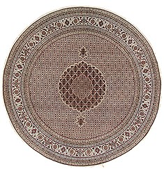 Indian Mahi Beige Round 7 to 8 ft Wool Carpet 26503
