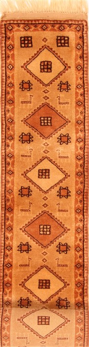Gabbeh Beige Runner Hand Knotted 13 X 70  Area Rug 253-26528 Image 0