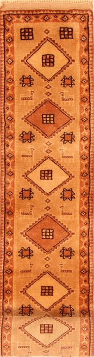 Gabbeh Beige Runner Hand Knotted 12 X 73  Area Rug 253-26529 Image 0