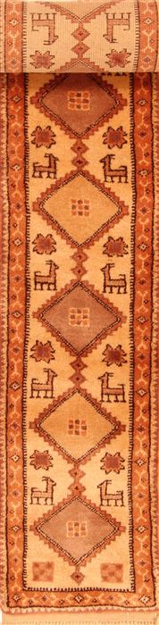 Gabbeh Beige Runner Hand Knotted 12 X 75  Area Rug 253-26530 Image 0