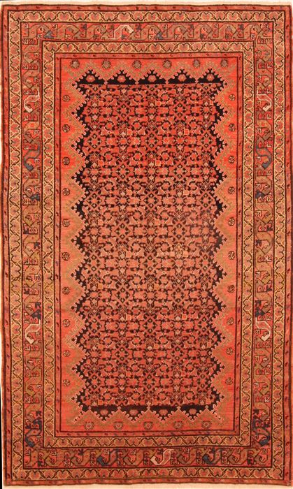 Malayer Orange Hand Knotted 49 X 60 Area Rug 253-26539 Image 0