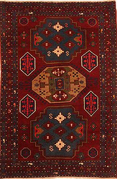 Kazak Red Hand Knotted 4'2" X 6'4"  Area Rug 100-26549