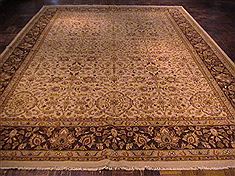 Indian Tabriz Beige Rectangle 11x16 ft Wool Carpet 26556