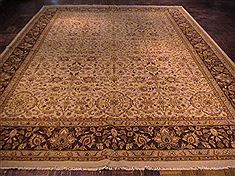 Indian Tabriz Beige Rectangle 11x16 ft Wool Carpet 26556