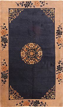 Asian Inspired Blue Hand Knotted 4'1" X 6'8"  Area Rug 100-26558