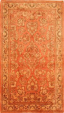 Persian sarouk Orange Rectangle 5x8 ft Wool Carpet 26563