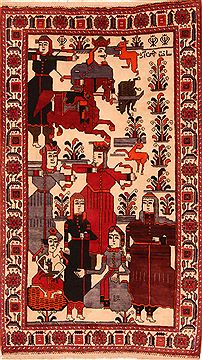 Afghan Baluch White Rectangle 5x7 ft Wool Carpet 26570