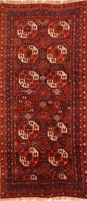 Kurdi Red Runner Hand Knotted 410 X 107 Area Rug 253-26581 Image 0