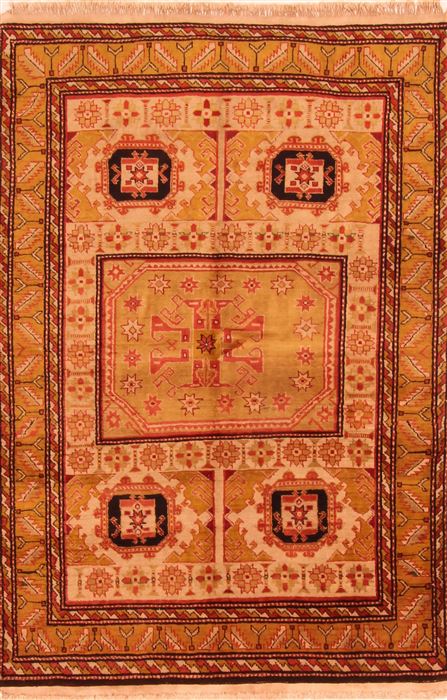Kazak Yellow Hand Knotted 44 X 62 Area Rug 253-26589 Image 0