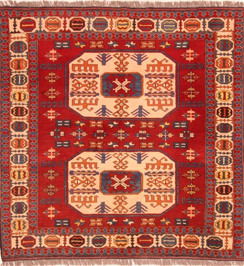 Kazak Red Square Hand Knotted 58 X 58 Area Rug 253-26593 Image 0