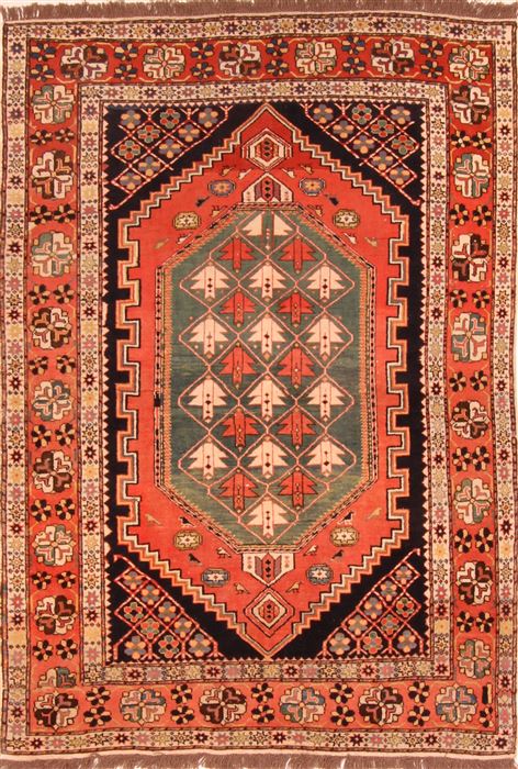 Kazak Orange Hand Knotted 46 X 65 Area Rug 253-26602 Image 0