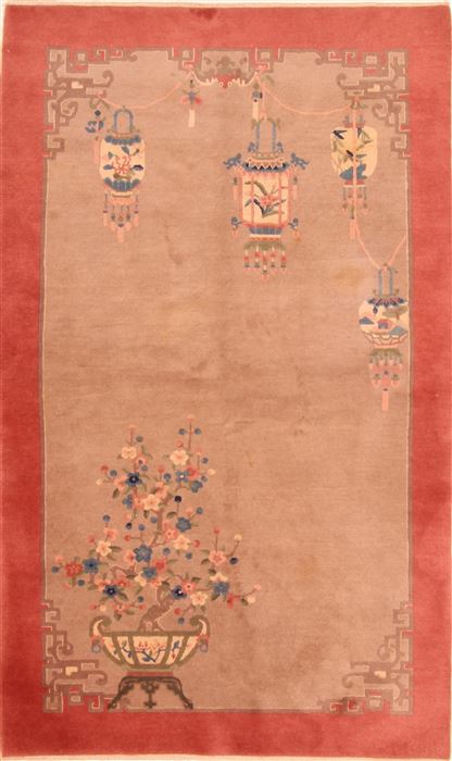 Asian Inspired Beige Hand Knotted 42 X 69 Area Rug 100-26609 Image 0
