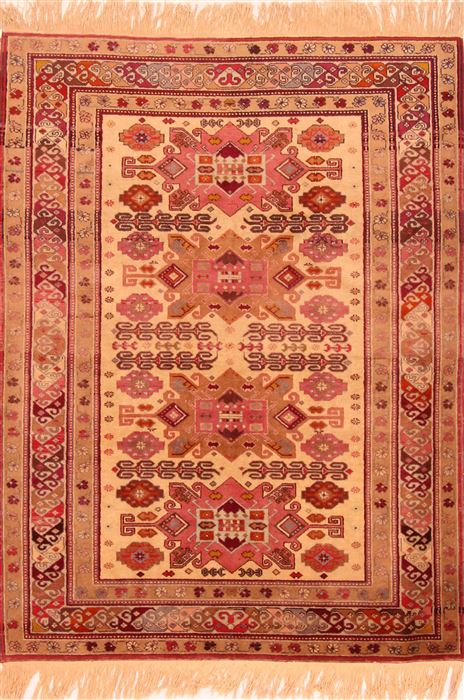 Kazak Beige Hand Knotted 47 X 63 Area Rug 253-26619 Image 0
