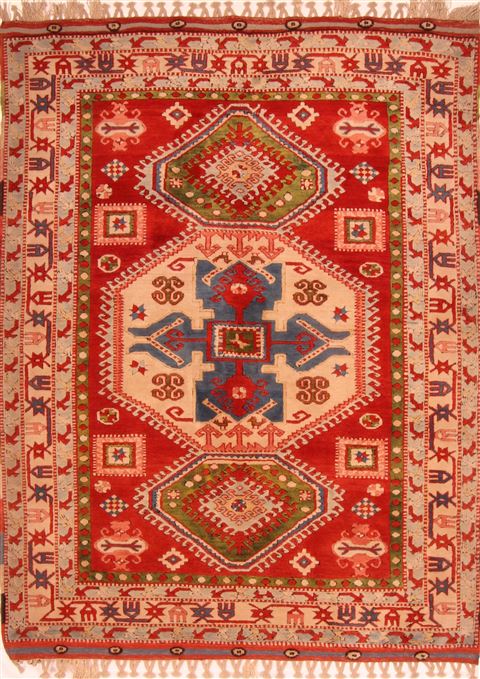 Kazak Red Hand Knotted 53 X 68 Area Rug 100-26627 Image 0