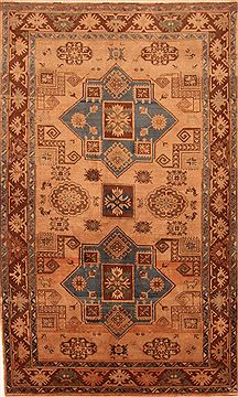 Russia Kazak Beige Rectangle 5x8 ft Wool Carpet 26630