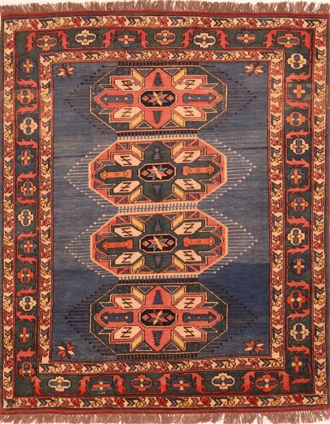 Kazak Blue Hand Knotted 52 X 62 Area Rug 253-26646 Image 0