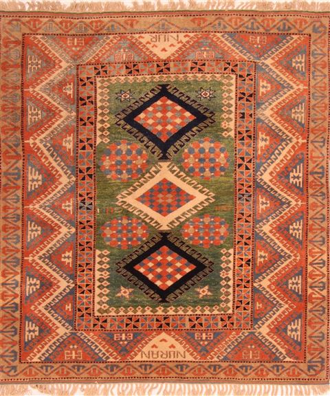Kazak Red Square Hand Knotted 59 X 65 Area Rug 253-26647 Image 0