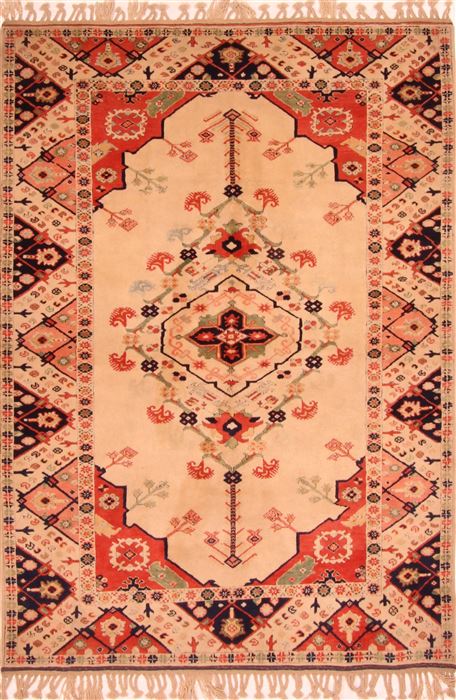 Kazak Beige Hand Knotted 50 X 70 Area Rug 253-26657 Image 0