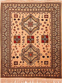 Romania Kazak Beige Square 7 to 8 ft Wool Carpet 26660