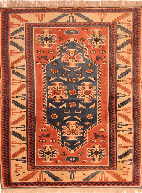 Kazak Orange Hand Knotted 63 X 80 Area Rug 253-26661 Image 0