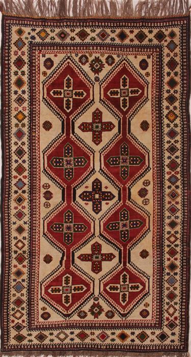 Qashqai Beige Hand Knotted 56 X 910 Area Rug 400-26680 Image 0