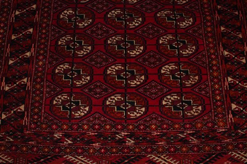 Turkman Red Hand Knotted 33 X 40 Area Rug 400-26685 Image 1