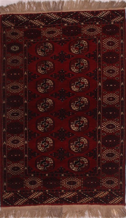 Turkman Red Hand Knotted 37 X 58 Area Rug 400-26686 Image 0