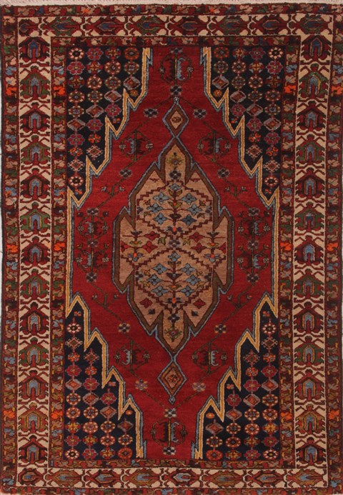 Mazlaghan Red Hand Knotted 45 X 66 Area Rug 400-26705 Image 0