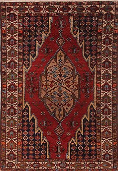 Persian Mazlaghan Red Rectangle 4x6 ft Wool Carpet 26705