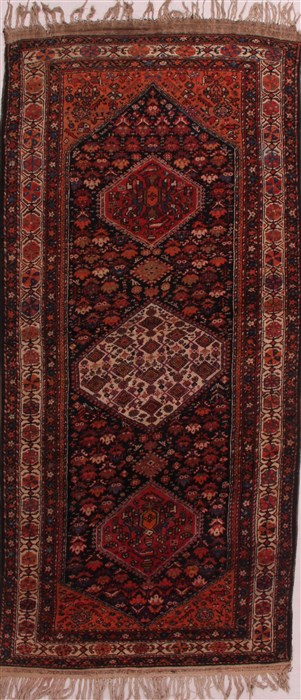 Qashqai Blue Runner Hand Knotted 411 X 106 Area Rug 400-26709 Image 0