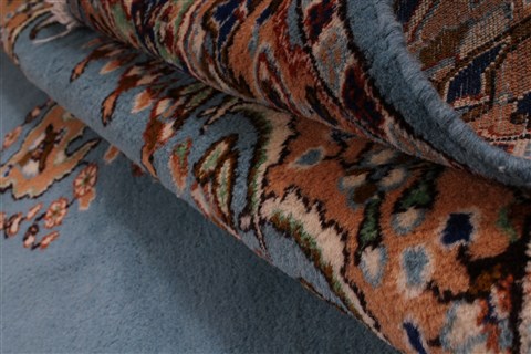 Kerman Blue Hand Knotted 411 X 82 Area Rug 400-26723 Image 3
