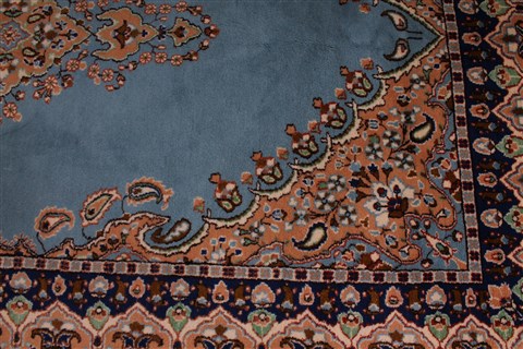 Kerman Blue Hand Knotted 411 X 82 Area Rug 400-26723 Image 6