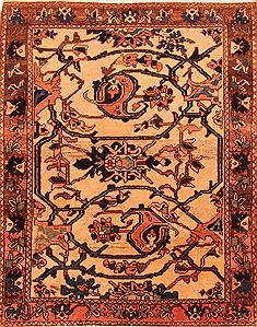 Persian Bakhtiar Beige Rectangle 3x5 ft Wool Carpet 26742