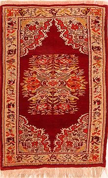 Turkish Milas Red Rectangle 3x4 ft Wool Carpet 26743