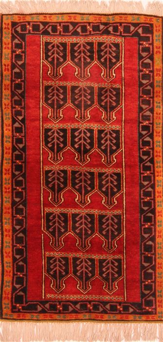 Kurdi Red Hand Knotted 32 X 60 Area Rug 253-26750 Image 0