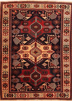 Armenian Shirvan Blue Rectangle 4x6 ft Wool Carpet 26752