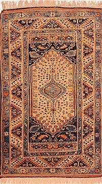 Turkish Shirvan Brown Rectangle 4x6 ft Wool Carpet 26758