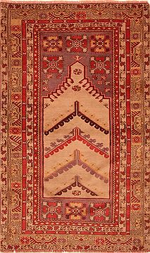 Turkish Milas Red Rectangle 4x6 ft Wool Carpet 26775