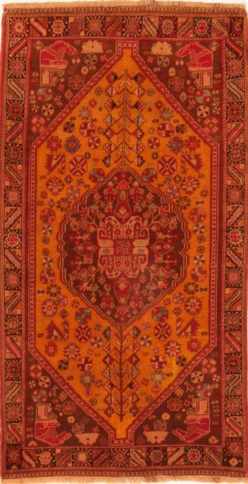 Qashqai Yellow Hand Knotted 210 X 54 Area Rug 253-26776 Image 0