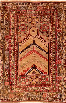 Turkish Milas Multicolor Rectangle 4x6 ft Wool Carpet 26777