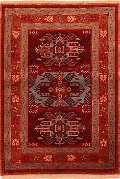 Kazak Red Hand Knotted 3'9" X 4'9"  Area Rug 100-26786
