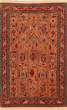 Shiraz Orange Hand Knotted 3'4" X 5'1"  Area Rug 100-26791