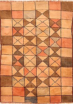 Turkish Gabbeh Beige Rectangle 4x6 ft Wool Carpet 26793