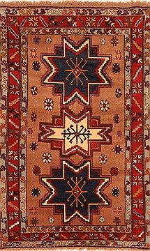 Russia Kazak Beige Rectangle 4x6 ft Wool Carpet 26807